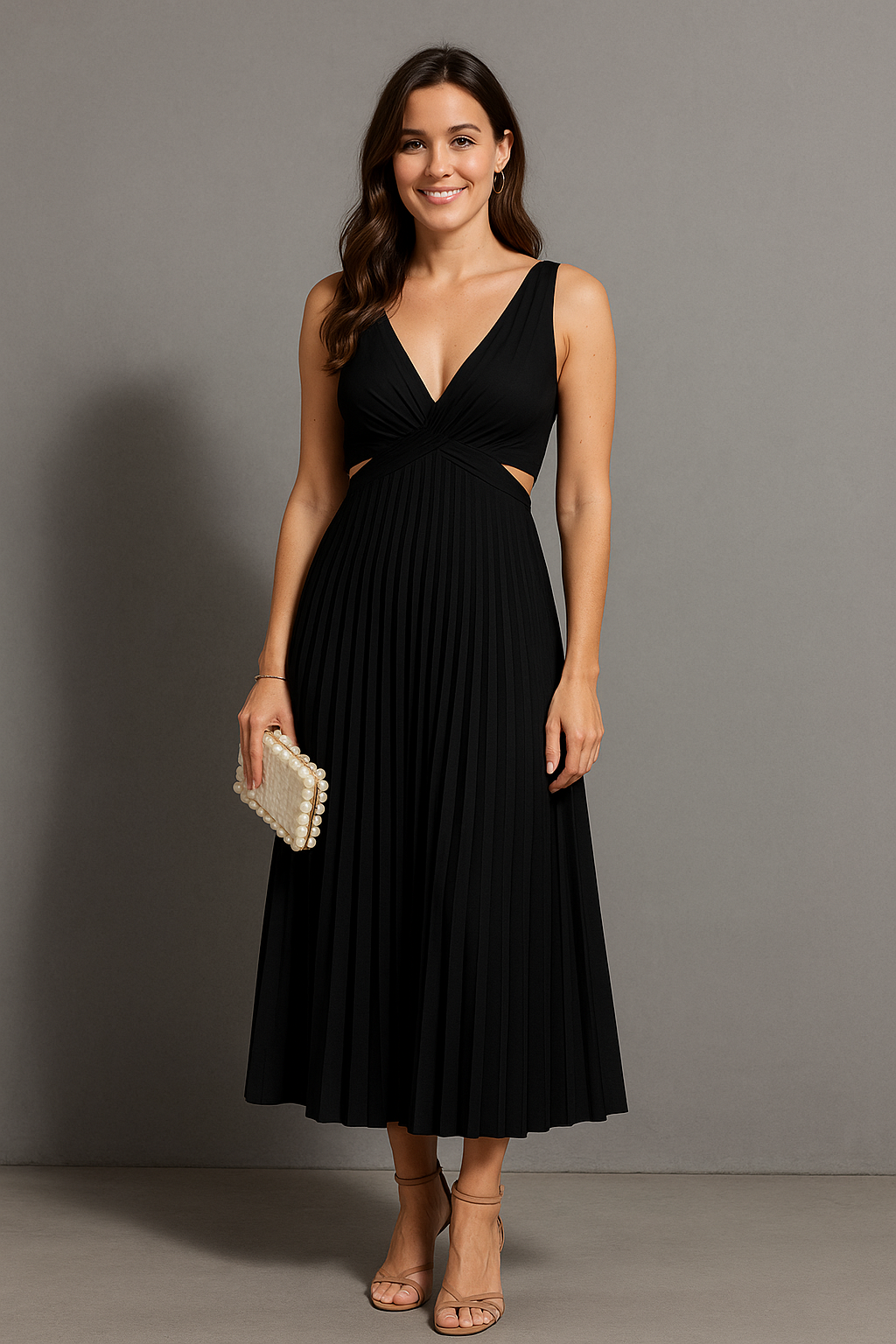 Women's Elegant Pleated Party Maxi Dress