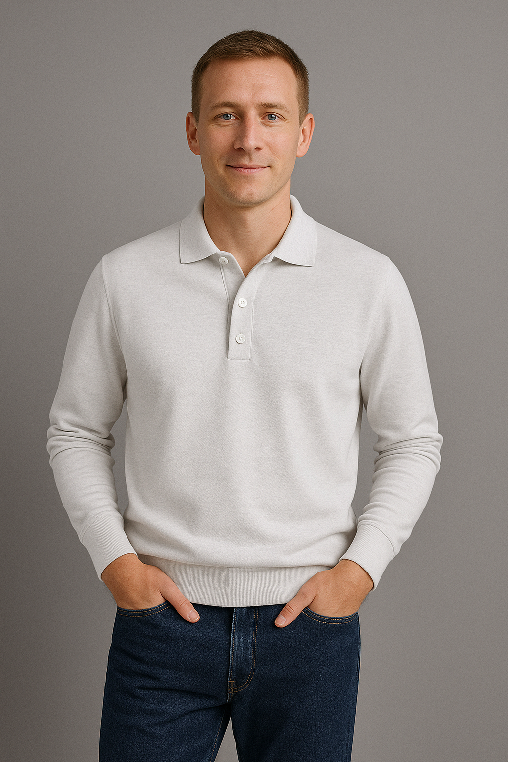 Men's Polo T-Shirt With Button Closure