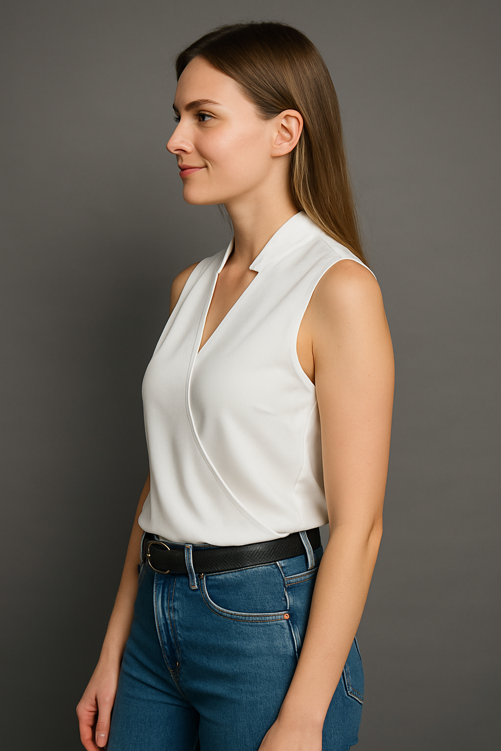 Women's Summer Comfort Sleeveless Blouse With V-Neck