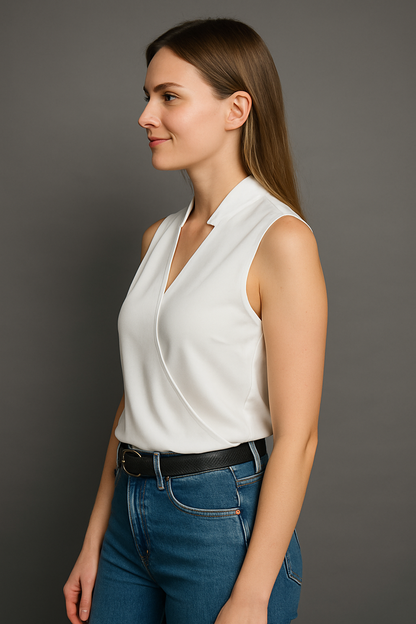 Women's Summer Comfort Sleeveless Blouse With V-Neck
