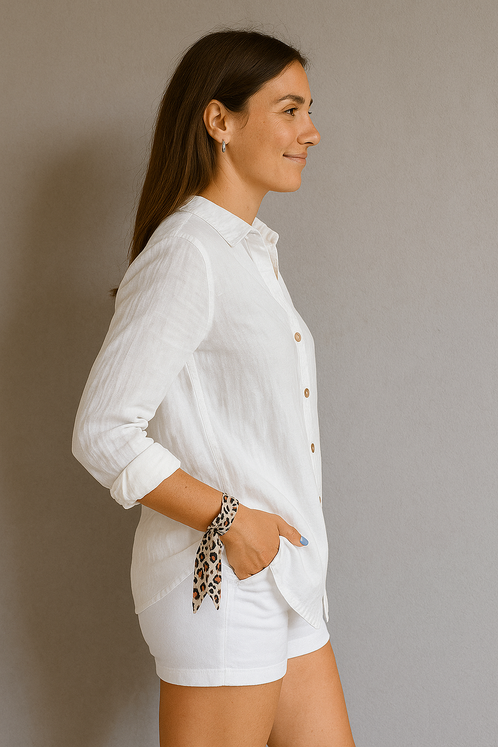 Ladies Summer Comfort Blouse With Button Closure