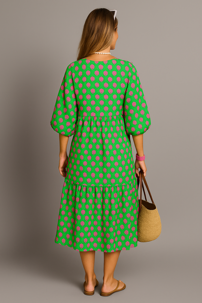 Women's Boho Maxi Dress With Floral Pattern