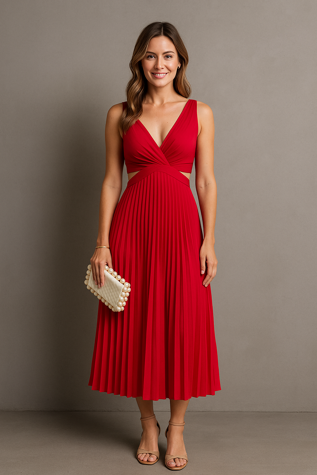 Women's Elegant Pleated Party Maxi Dress