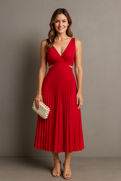 Women's Elegant Pleated Party Maxi Dress