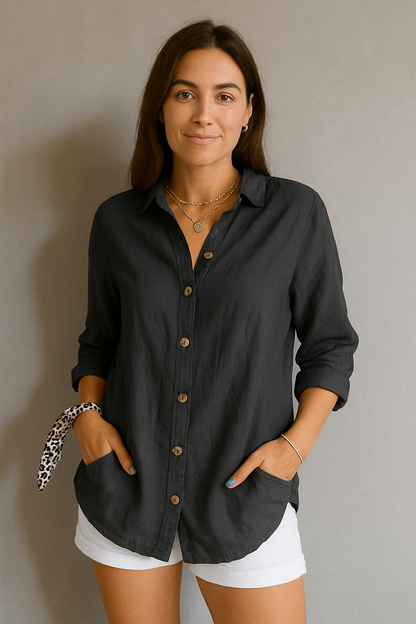 Ladies Summer Comfort Blouse With Button Closure