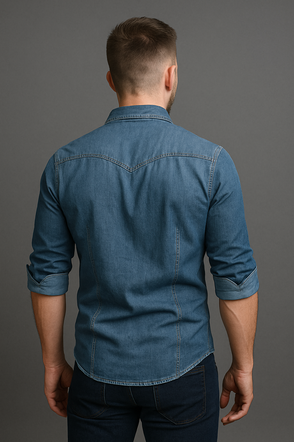 Men's Summer Denim Shirt With Short Sleeves