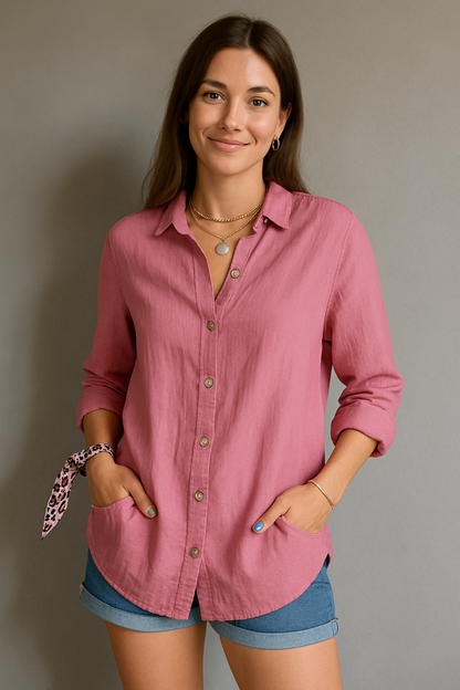 Ladies Summer Comfort Blouse With Button Closure