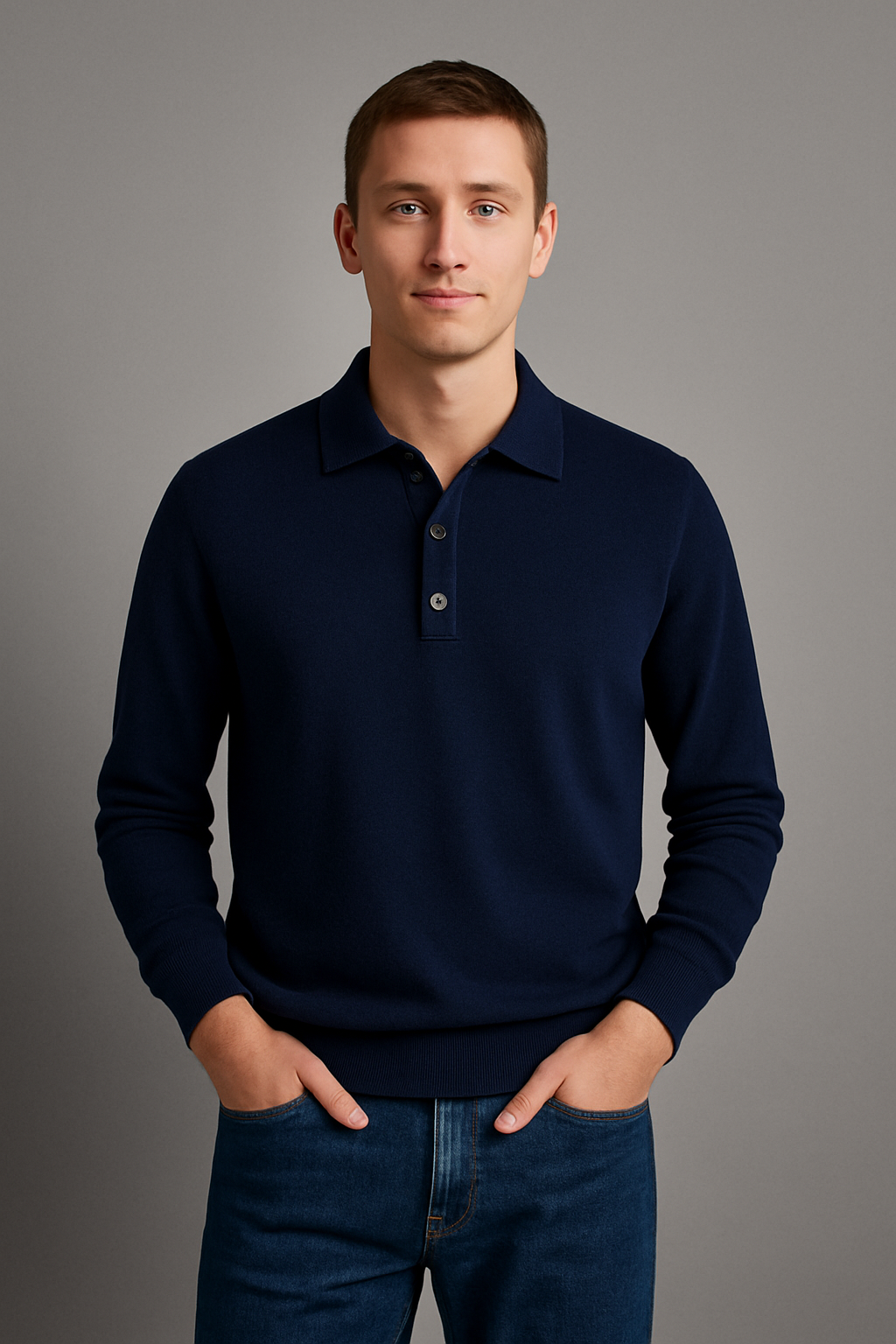Men's Polo T-Shirt With Button Closure