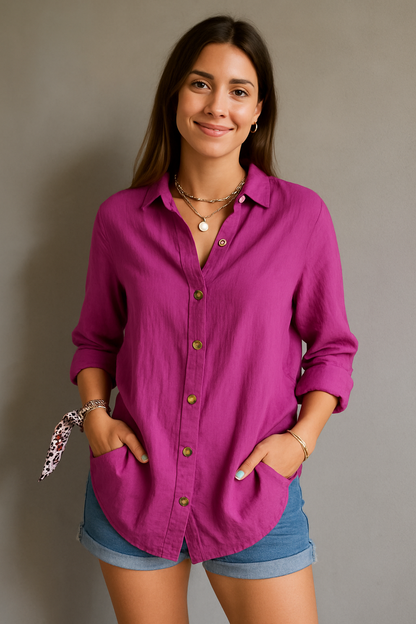 Ladies Summer Comfort Blouse With Button Closure