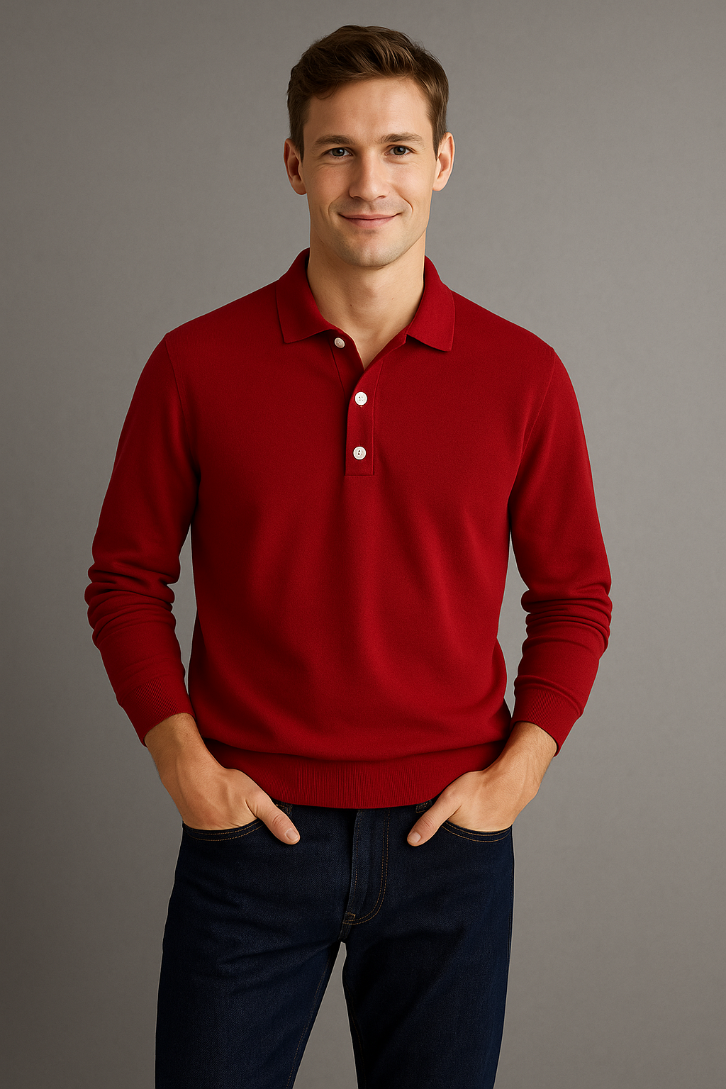 Men's Polo T-Shirt With Button Closure